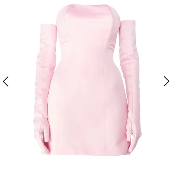 Miscreants Cupid hot pink satin party dress WITH gloves - Picture 7 of 7